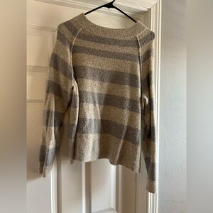 Free People Heathered Gray stripe sweater